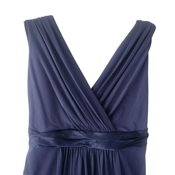 Davids Bridal Midnight Blue Sleeveless Knee Length Bridesmaid Gown - Picture 2 of 5